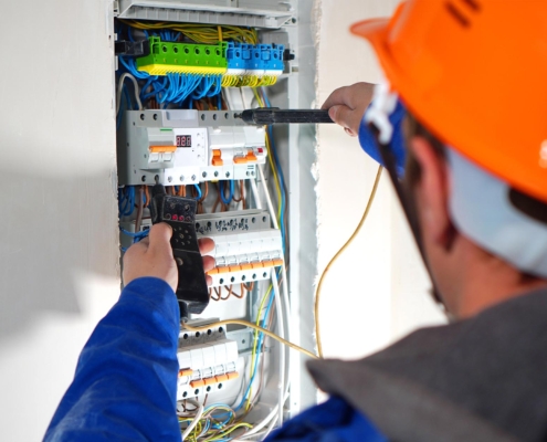 Professional testing wiring in commercial building